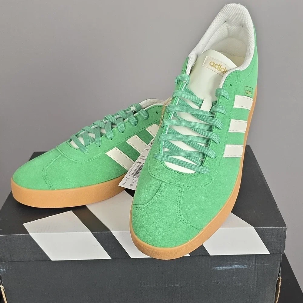 Adidas VL Court 2.0 Green Suede Gum Sole Mens Sneakers JH5077 Size 12 New